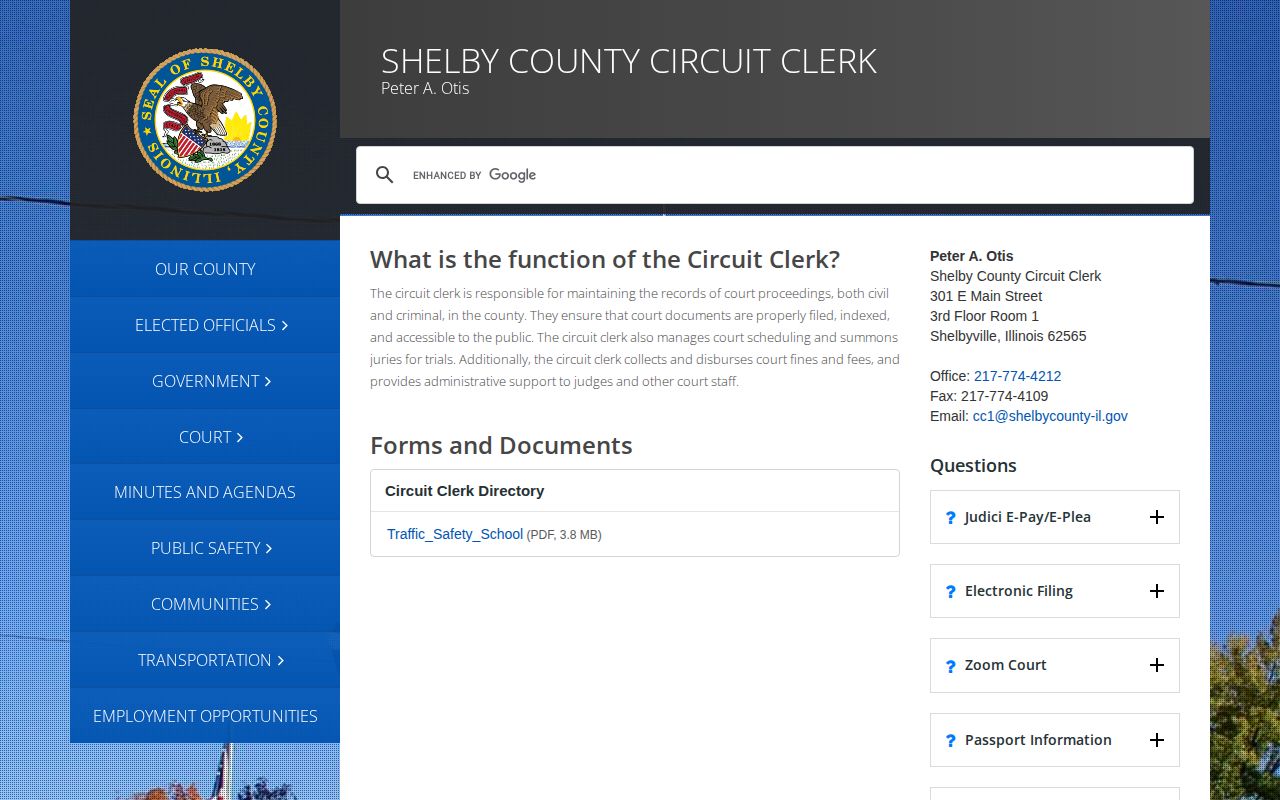 Shelby County released inmate court record route
